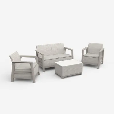 Produktbild von Gartenlounge mit Kissen und Couchtisch Set Scandi - Beige