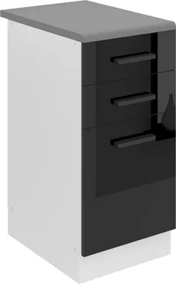 Image de Belini élément bas de cuisine, élément bas de cuisine largeur 40 cm. SDSZ Meuble bas de cuisine avec plan de travail. Armoire de cuisine avec tiroirs, noir brillant