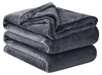 Produktbild von Weiche Decke Dunkelgrau - Fleece Decke 220x240 cm für das Sofa
