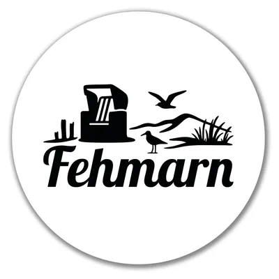 Produktbild von Huuraa Aufkleber Fehmarn Strandmotiv 10cm rund Sticker Geschenkidee