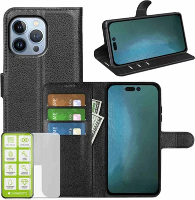 Immagine prodotto di Per Apple iPhone 14 Pro Custodia per cellulare Custodia in  nera + vetro H9