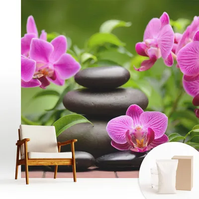 Produktbild von Fototapete  - 250x250 cm - Tapete - Wandtapete - Wandbilder - Dekofolie - Tapete Folie - Wand - Dekoration - Wohnzimmer - Orchideensteine