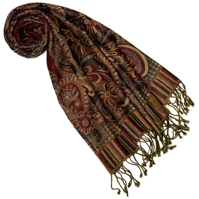 Imagen del producto de Bufanda de lana merino de lujo con estampado paisley en varios colores