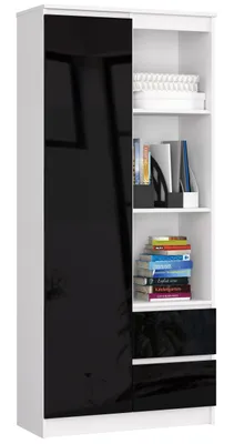 Produktbild von AKORD Furniture Factory RP0PREGCZARPOLR11, Schwarz, Weiß, 7 Regale, Glänzend, 16 mm, 350 mm, 800 mm