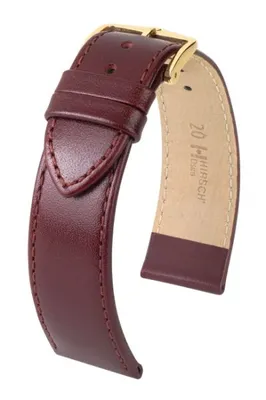 Produktbild von HIRSCH Osiris- unstrukturiertes Leder in verschiedenen Farben (Länge: M (110,5mm / 69,5mm) / Anstoßbreite: 16 (zu 14) / Schließe: Edelstahl (Gold beschichtet) / Sonderanfertigung*: nein / Polsterung (Ansatz / Schließe) in mm: 3,0 mm / 2,0 mm)