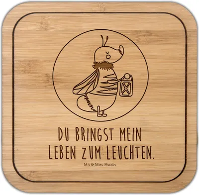 Produktbild von Mr. & Mrs. Panda kork untersetzer Glühwürmchen - Transparent - Geschenk, Heiratsantrag, Tassenuntersetzer, Tischschoner, Coaster, Tiere, Liebe, gläseruntersetzer, Falter
