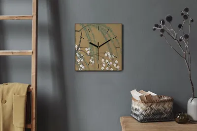 Produktbild von Coloray Hodiny Unikátní 30x30 cm  Tiché hodiny Pro obývací pokoj a kuchyň Nástěnné hodiny Plátno Černé ručičky hodin - Větve stromů listy