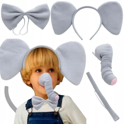 Produktbild von Hopki Elefanten Kostüm Set Kinder Ohren Rüssel Schwanz