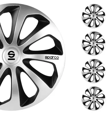 Immagine prodotto di Coprimozzo Sparco 16 pollici Sicilia argento nero 4 pz