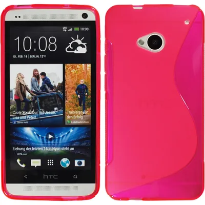 Produktbild von PhoneNatic Case kompatibel mit HTC One - pink Silikon Hülle S-Style + 2 Schutzfolien