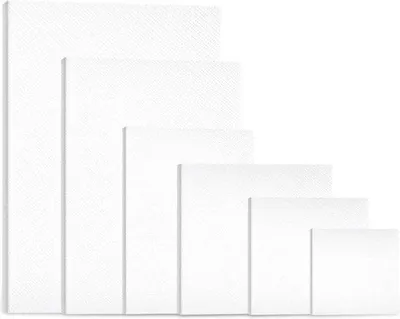 Obrázok produktu pre Sada plátien Unyqoos® – 6 kusov, čistá bavlna na drevených rámoch, rozmery 30×20/20×20/20×15/15×15/15×10/10×10 cm, prázdne plochy na maľovanie a kreslenie, vhodné pre začiatočníkov a deti
