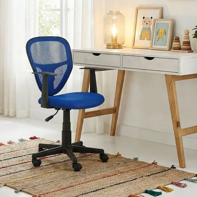 Produktbild von Kinderdrehstuhl STUDIO - Ergonomischer Schreibtischstuhl mit Armlehnen, Verstellbar, Blau - Ideal für Kinder, Atmungsaktives Mesh, Leichter Aufbau [bis 80kg]