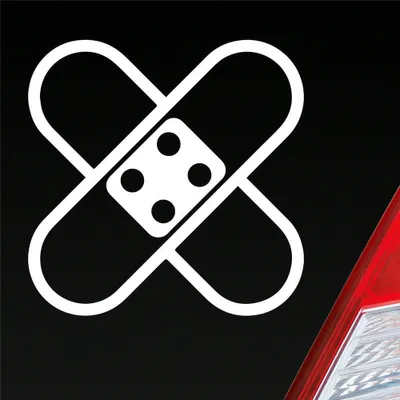 Produktbild von Auto Aufkleber Pflaster Tuning Crash Medizin 10x10 cm Weiss Matt Sticker Heckscheibenaufkleber