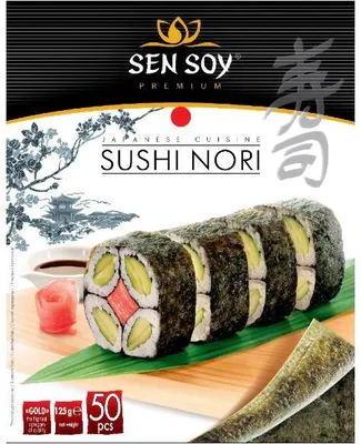 Produktbild von Sen Soy | Algen Sushi Nori Gold - 50 Stück - 50 G - Wasserdicht - Ideal Für Sushi