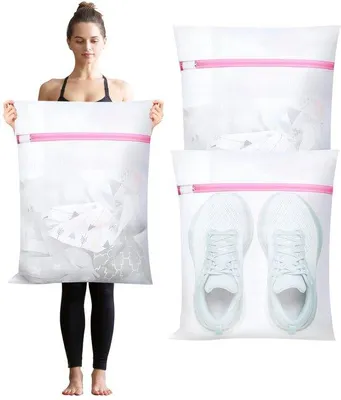 Image de Sacs à linge à fermeture éclair, lot de 3, pour pulls, chemises, sous-vêtements et chaussettes ; évitent la déformation et les plis