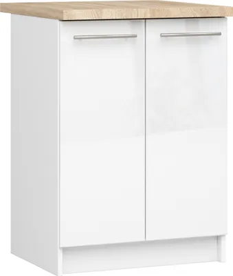 Produktbild von Küchenschrank AKORD OLIWIA S60 Weiß 60cm Front Weiß Hochglanz B60 x H85 x T46cm