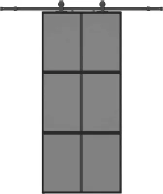 Obrázek produktu pro Posuvné dveře se sadou kování černé 90x205 cm Tvrzené sklo