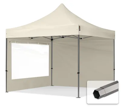 Image de TOOLPORT 3x3 m Tonnelle pliante Acier, PES 750, côtés panoramiques, crème