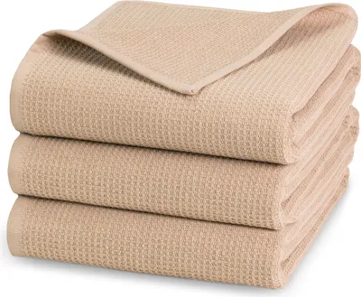 Produktbild von 3er Set Duschtücher Waffelpique, 70x140 cm, 100% Baumwolle, beige