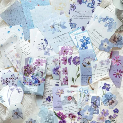 Immagine prodotto di Set di adesivi per album di ritagli, motivo fiori, 100 fogli, carta vintage, ideali per quaderni e journaling