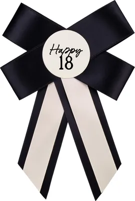 Geburtstagsschleife 11x17cm Happy 18 Ivory Schwarz