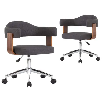 Image de Chaises pivotantes à manger lot de 2 gris bois courbé et tissu