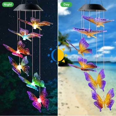 Produktbild von Windengong-Set mit LED-Lichteffekt - Solar-Power-Tuinalarm mit 2 Lampen