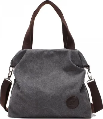 Produktbild von Damen Canvas Handtasche, Schultertasche, Lässige Multifunktionale Umhängetasche, Groß für Arbeit/Schule/Shopper, Casual, Alltagsgebrauch (Grau)