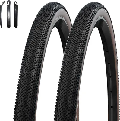 Immagine prodotto di 2 pneumatici pieghevoli Schwalbe TLE E-25 G-One Performance Race Guard bronzo 45-622 ( 28 x 1,70 ) incl. leva per pneumatici