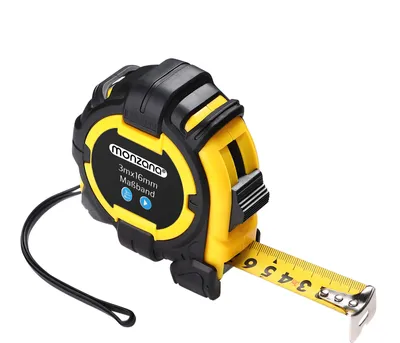 Produktbild von MONZANA® Maßband 3m Rollmeter verschiebbarer Endhaken Bandmaß Autorollsystem mit Feststeller & Gürtelklemme Transportband