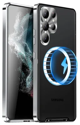 Obrázek produktu pro Pro Samsung Galaxy S24 Ultra Magnetic Magsafe Metal Design Protective Cover Case Silver