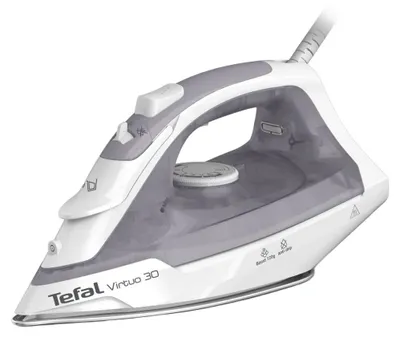 Productafbeelding van Tefal Virtuo 30 FV2C43E0, Stoom- en droogstrijkijzer, Keramische strijkzool, 1,9 meter, 120 g/min, Grijs, Wit, 27 g/min