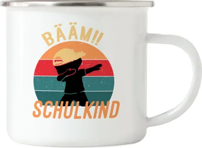 Produktbild von Bääm! Schulkind Emaille Tasse Einschulung Geschenkidee Schulanfang Schuleinführung Dab