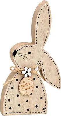 Produktbild von Holz Osterhase gepunktet in Schwarz/Braun, 18 cm