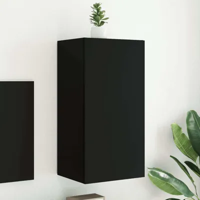 Produktbild von vidaXL TV-Wandschrank mit LED-Leuchten Schwarz 40,5x35x80 cm