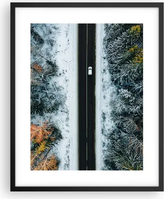 Produktbild von Gerahmtes Poster - Schwarzer Rahmen - Wald Weg Schnee - 40x50 cm - Wand Bild - Wanddeko - Wandbilder - Kunstposter - Wandposter - Bilderrahmen - Bilder - Kunstdruck - Wanddekoration - P2BPA40x50-4654