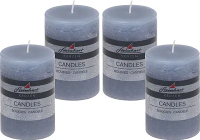 Produktbild von 4er Set Adventskranzkerzen "Raureif" Rauchblau 100/68 mm