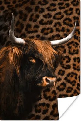 Produktbild von MuchoWow® Poster Schottisches Hochlandrind - Kuh - Panther 60x90 cm - Wanddekoration