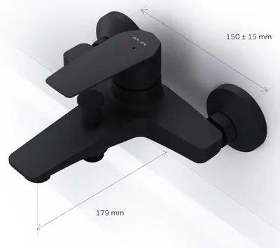 Produktbild von AM.PM Badewannenarmatur Wannenarmatur Schwarz Einhebelmischer Wandmontage Bad Messing Badewannen Armaturen