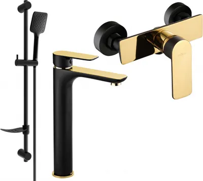 Produktbild von Mexen Alfa DF62 Brausegarnitur, Schwarz/Gold - 745714DF62-75