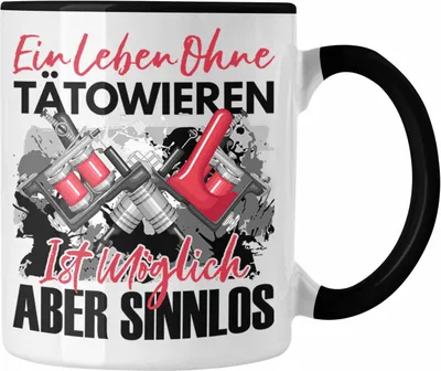 Produktbild von Trendation - Tattoo Tasse Geschenk Spruch Tattoowierer Geschenkidee Ein Leben Ohne Tätowierern (Schwarz)