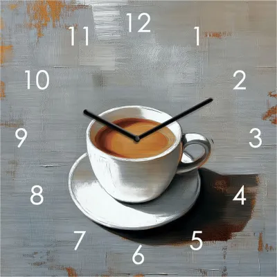 Produktbild von Wanduhr Metall 20x20cm Kaffee Tasse Grau Weiß Design Metalluhr Moderne Wanddeko Küche Küchendeko Wandkunst Coffee Deko