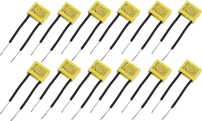 Produktbild von 12 Stück LED Entstörer Kondensator bei Blinkenden Sicherheits kondensatoren nicht ausgehenden LED Lampen Entstörkondensator 0,22µF 275V X2 Radial