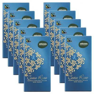 Produktbild von Costa Rica dunkle Edelvollmilch 50%, 10 x 100 g