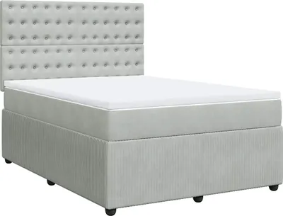 Zdjęcie produktu dla vidaXL Łóżko sprężynowe z materacem jasnoszare 140x190 cm aksamitne