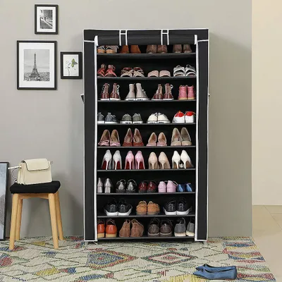 Produktbild von Schuhschrank mit 9 Ebenen Schuhregal Stoffschrank für 36 Paare Schuhe Schwarz