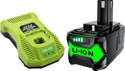 Image de Compatible avec Ryobi One+ 18V, 5,0Ah Li-Ion batterie + chargeur, P108/P104/P107 RB18L50/RB18L20, gris