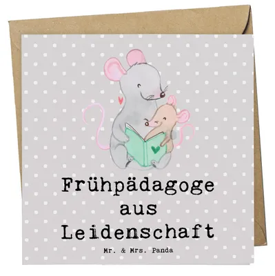 Produktbild von Mr. & Mrs. Panda Glückwunschkarte Frühpädagoge Leidenschaft - Grau Pastell - Geschenk, anlasskarte, doppelkarte, Klappkarte, Witzig, Grußkarte, Studium, Lustig, faltkarte