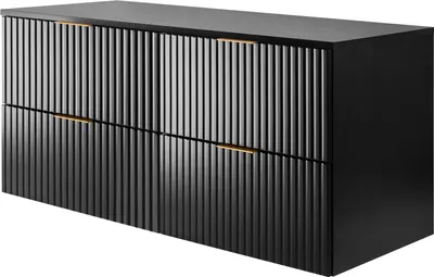 Image de Armoire de salle de bains, noir avec poignée dorée / avec plateau supérieur, 120 x 57 x 46 cm