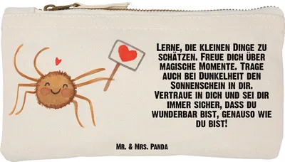Produktbild von Mr. & Mrs. Panda Mäppchen Spinne Agathe Motivation Größe S Klein - Weiß - Geschenk, kosmetiktäschchen, Vertrauen, Dankeschön, Liebe, Pouch, Kosmetiktasche, Federmappe